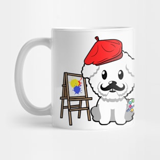 Cute Furry dog is a painter Mug